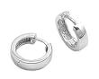 Sterling Silver CZ Huggie Earrings, Size: 14mm x 4mm