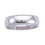 Palladium 6mm Domed Double Milgrain Comfort Fit Wedding Band Ring (Sizes 8 1/2 to 13). BENCHMARK - Lifetime Warranty - Lifetime Warranty