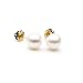 AugustinaJewelry AAA Quality Round 6-6.5mm Akoya SaltWater cultured White Pearl Earrings with 14K Yellow Gold Mount