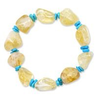 Turquoise & Citrine Nugget Stretch Bracelet- 7.5+”