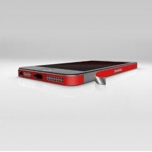 DiaMini Leather Style Vinyl Decal Bumper Side Edge Skin Sticker for Apple iPhone 5 5S + iPone 5 5s Clear Screen Guard (Red)