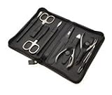 Stainless Steel 8 piece Matte finish Manicure Set in Nappa-Leather Case