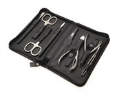 Stainless Steel 8 piece Matte finish Manicure Set in Nappa-Leather Case, Germany