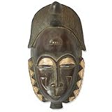 NOVICA Ivorian wood mask, 'Male Baule Fertility Mask'