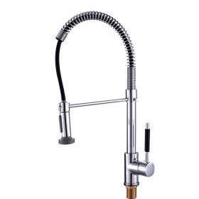Solid Brass Spring Kitchen Faucet - Chrome Finish