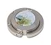 Foldable White Blue Floral Purse Hanger with Compact Mirror