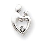 14k White Gold Heart .03ct. Diamond Mother Child Pendant