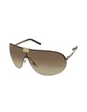 Gucci Logoed Metal Rimless Shield Sunglasses olive brown/brown shaded
