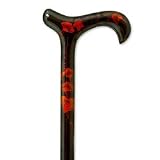 Hand Painted Wood Cane With Derby Handle Black Copper