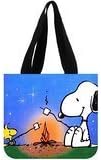 Custom Cute Snoopy in Barbecue Cotton Canvas Tote Bag Carrying Shopping Grocery Bags High Quality Handbag(two Sides)