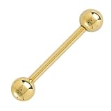 Solid 14KT Yellow GOLD 16ga BARBELL Ring - 3/8 Inches LENGTH