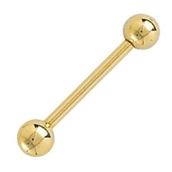Solid 14kt Yellow Gold 16ga Barbell Ring - 3/8 Inches Length