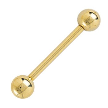 Childrens Toyshop  Jewelry : Solid 14KT Yellow GOLD 16ga BARBELL Ring - 3/8 Inches LENGTH