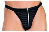 Escante Men's Striped Zipper Thong