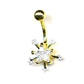 Belly Button Rings gold plate navel Starburst Navel