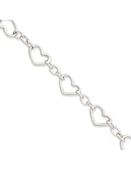 Sterling Silver Heart & Oval Link Bracelet QG1487-7.5"