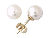 6 - 6.5mm Cultured Round Pearl Stud Earrings 14K Yellow Gold