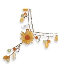Sterling Silver Carnelian/Lime Quartz/Prehnite Necklace QH1901-16"