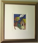 Blue Sky By Ali Golkar, Original Acrylic Painting On Paper - Framed Artwork