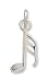 Sterling Silver Charm .75 in tall 32nd Music Note