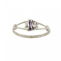 Blue Enamel Ring Crafted in Sterling Silver Childrens Fish  - Size 5