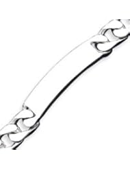 Sterling Silver Polished Engraveable Curb Link ID Bracelet - 7.5 Inch