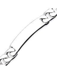 Sterling Silver 8.5 Inch Polished Engraveable Curb Link ID Bracelet - 8.5 Inch