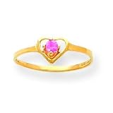 14k 2.5mm Pink CZ (Cubic Zirconia) Heart Baby Ring