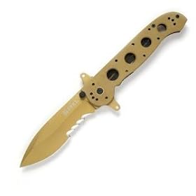 Columbia River Knife and Tool's M21-14DSFG Special Forces Desert Big Dog Deep-Bellied Spear Point Combo Edge Knife, Desert Tan
