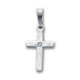 18in Rhodium-plated Small .01 Ct. Diamond Cross Necklace