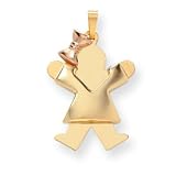 14k Two-tone Puffed Girl with Bow on Left Engraveable Pendant