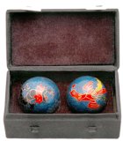 Unique Birthday Gift Idea - 1.5" Chinese Health Balls w/ Dragon & Phoenix in Fabric Case