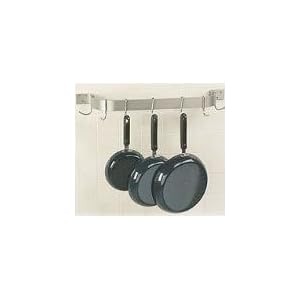 Residential Stainless Steel Wall Mounted Pot Rack, 6 Hook, 48 in Long
