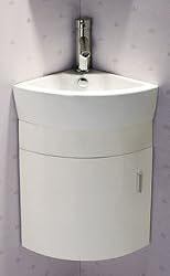 ELANTI SET EC9808P Melamine Wall-hung Corner Vanity with Door INCLUDING EC9808 Porcelain White Wall-Mounted Corner Sink