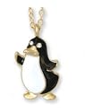 Clearly Charming Gold & European Crystal Penguin Pendant Necklace