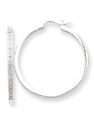 Ann Harrington Jewelry 14k White Gold .66 Ct Tw Diamond In & Out 2 X 30 mm Round Hoop Earrings