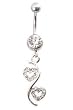 Stainless Steel Heart Belly Ring with Clear CZ