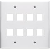 8 Port Keystone Faceplate - Dual Gang - White