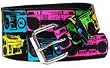 FRENCH CRAFT 38 MM PU-PVC W/ SCREEN PRINTED NEON BOOM BOXES & NICKEL SNAP OFF BUCKLE