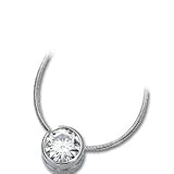 14K White Gold Created Moissanite Solitaire Pendant On 18 Snake Chain 6.50 mm 1 CTTW