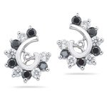 1.04 Cts Black & White Diamond Earring Jackets in 14K White Gold