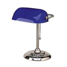 Traditional 60W Incandescent Banker s Lamp w/Green Glass Shade, Brass Base, 14