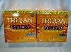 Trojan Stimulations Ecstasy Premium Latex Condoms 2 Boxes of 30 Each (Total of 60 Condoms)