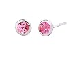 18k White Gold Natural Pink Sapphire Mini Bezel Stud Earrings Ct.tw 0.50