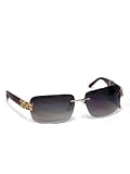 KATHY VAN ZEELAND Sunglasses with Golden Metal Half - Frame and Burnt Orange Plastic Arms - B001F0NU3I