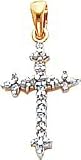 14K Two Tone Gold Diamond Cross Pendant Jewelry New