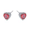 Sterling Silver Fashion Earrings with Red CZ - Heart