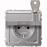 Merten MEG2317-7260 SCHUKO-Steckd.m.Klappd.u.Schriftf.abschl.m.10 gl.n Schl. BRS, StK,alu,AQUADESIGN