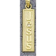 Jesus Vertical W/.01 Diamond Charm/Pendant -Choose From 14K Gold 10K Gold or Stainless Steel