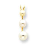 14k Graduated Three Pearl Necklace Pendant